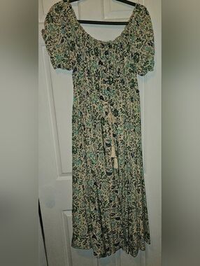 Torrid Size 1 Floral Smocked Midi Dress Puff Sleeve Cottagecore
